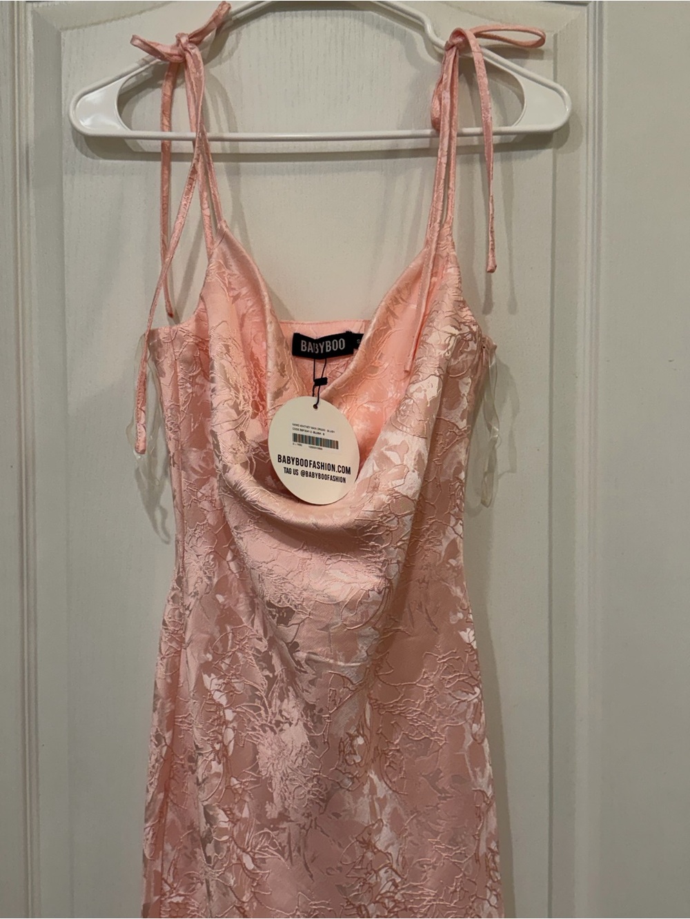 Babyboo Whitney Maxi Dress Blush Floral Jacquard Lace-Up Back S NWT